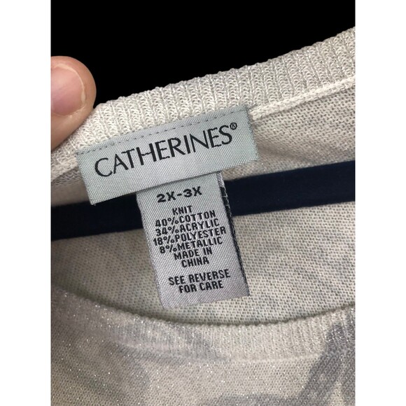 Silver & Gold Sparkling Handkerchief Blouse, Butterfly Sleeves Plus SZ 2X-3XL - Picture 5 of 8